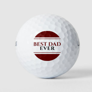 Best Dad Ever Modern Red Black Father`s Day Golf Balls