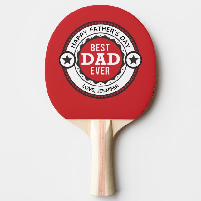 Best Dad Ever Modern Red Ping Pong Paddle (Front)