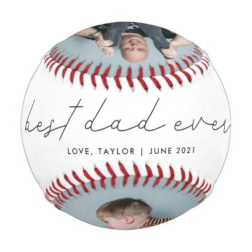 best dad ever modern script 2 photo baseball