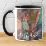 Best Dad Ever Modern Simple Playful Script Photo Mug<br><div class="desc">Design is composed of modern and playful script typography. Add family photo.</div>