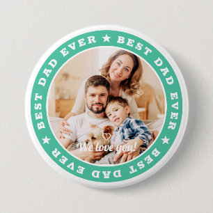 Best Dad Ever Modern Star Custom Photo Button