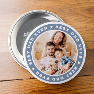 Best Dad Ever Modern Star Custom Photo Button