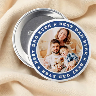 Best Dad Ever Modern Star Custom Photo Button
