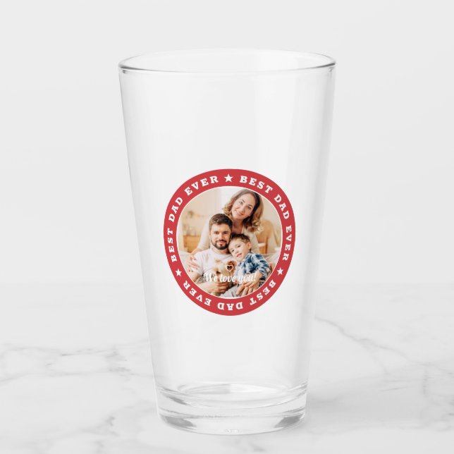 Best Dad Ever Modern Star Custom Photo Glass (Front)