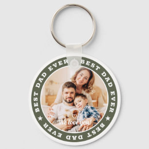 Best Dad Ever Modern Star Custom Photo Keychain