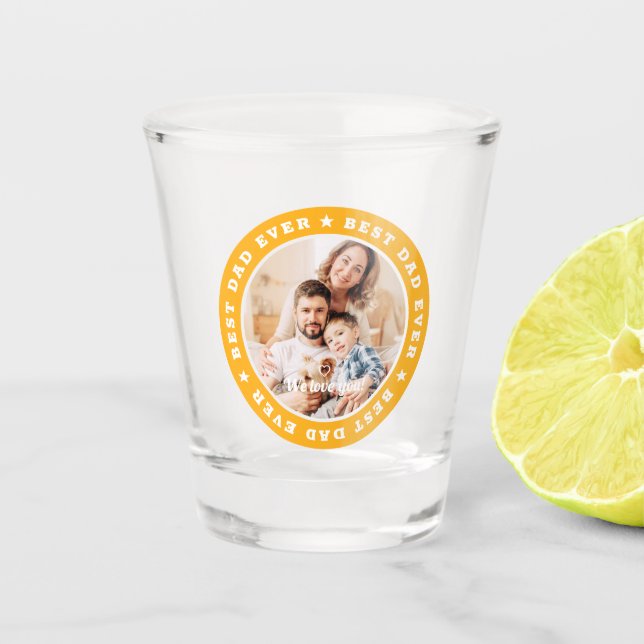 Best Dad Ever Modern Star Custom Photo Shot Glass (Front)