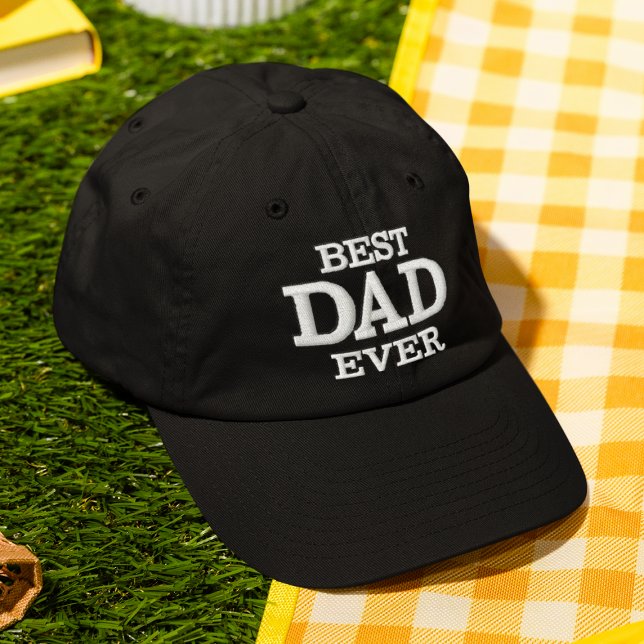 Best Dad Ever Modern Typography Custom Embroidered Baseball Cap (Creator Uploaded)