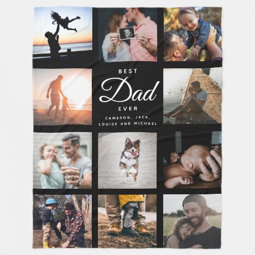 BEST DAD EVER Modern Typography Fathers Day Fleece Blanket
