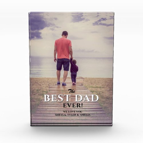Best Dad Ever Modern Typography Full Photo Block - Best Dad Ever Modern Typography Full Photo Block. Full photo with modern text Best Dad Ever in trendy typography in black and white colors. The text overlays the photo. Personalize with your message and names and add your favorite photo. Sweet Father`s Day gift or a great keepsake for a dad or a new dad.