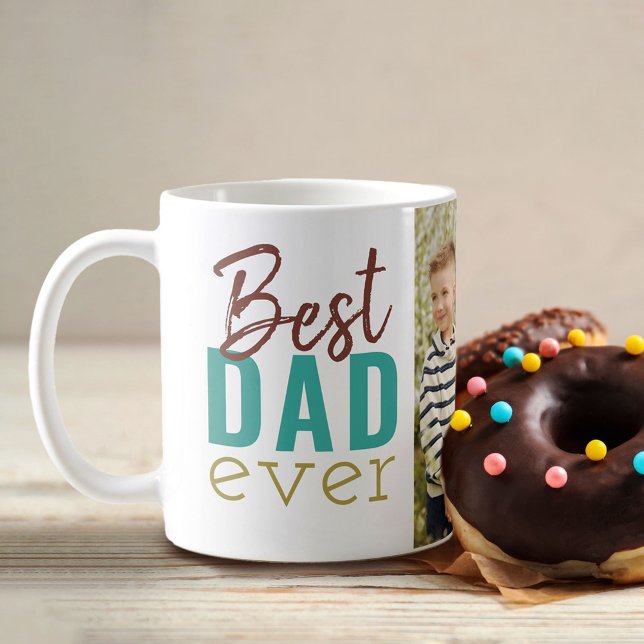 Best Dad Ever Modern Typography with Photo Coffee Mug (Creator Uploaded)