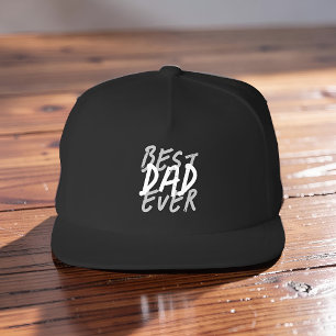 Best Dad Ever Modern White and Gray Grunge Snap Back Hat