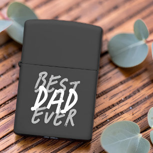 Best Dad Ever Modern White and Gray Grunge Zippo Lighter