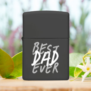 Best Dad Ever Modern White and Gray Grunge Zippo Lighter
