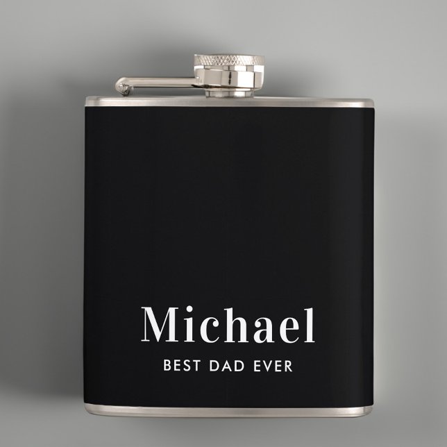 Best Dad Ever Monogram Black Flask (Creator Uploaded)