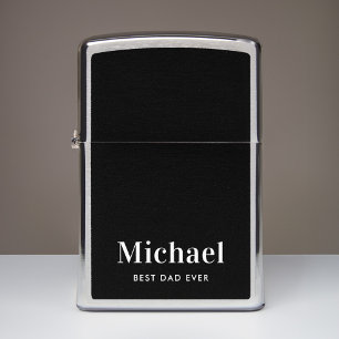 Best Dad Ever Monogram Black Zippo Lighter