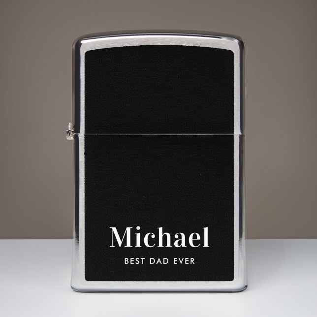 Best Dad Ever Monogram Black Zippo Lighter (Creator Uploaded)