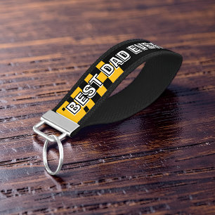 Best Dad Ever Motorsport Racing Driver Race Stripe Wrist Keychain