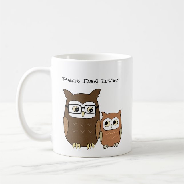 Best Dad Ever mug Owl Father and Child cute gift (Left)