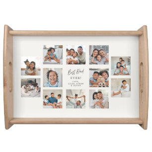 Best Dad Ever   Multi Photo Collage Grid  Serving Tray