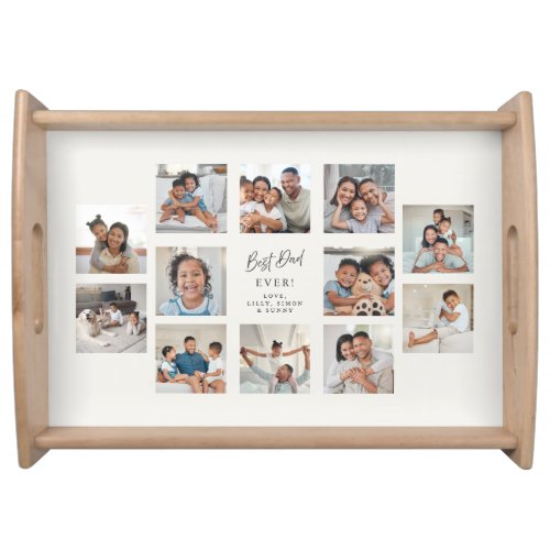Best Dad Ever | Multi Photo Collage Grid  Serving Tray