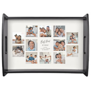Best Dad Ever   Multi Photo Collage Grid  Serving Tray
