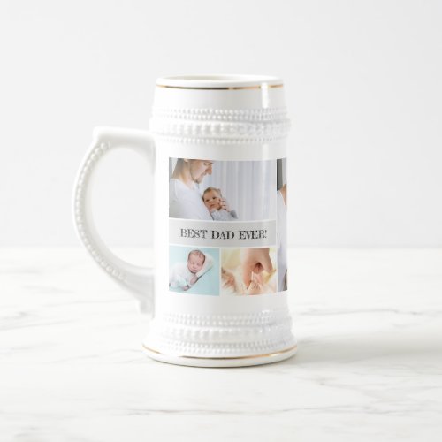 Best Dad Ever Multiple Photo Collage Fathers day Beer Stein