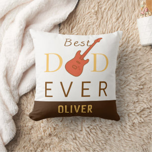 Best Dad Ever Music Cute Cool Modern Fathers Day Throw Pillow