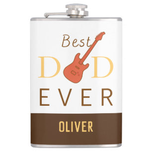 Best Dad Ever Music Guitar Cool Modern Fathers Day Flask