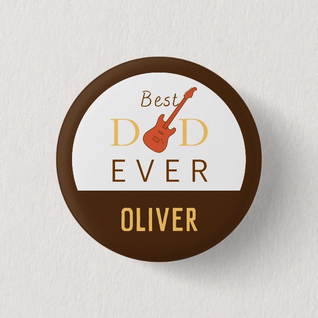 Best Dad Ever Music Guitar Modern Cool Fathers Day Button (Front)