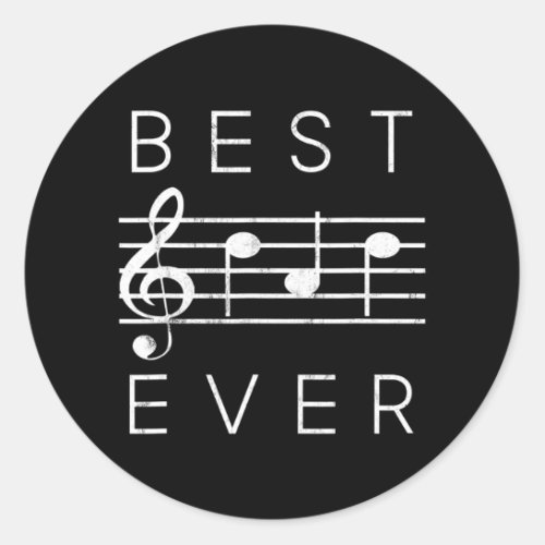 Best Dad Ever Music Notes Funny Fathers Day Classic Round Sticker