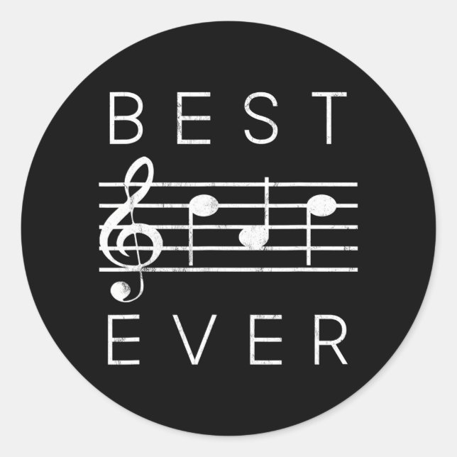 Best Dad Ever Music Notes Funny Fathers Day Classic Round Sticker (Front)
