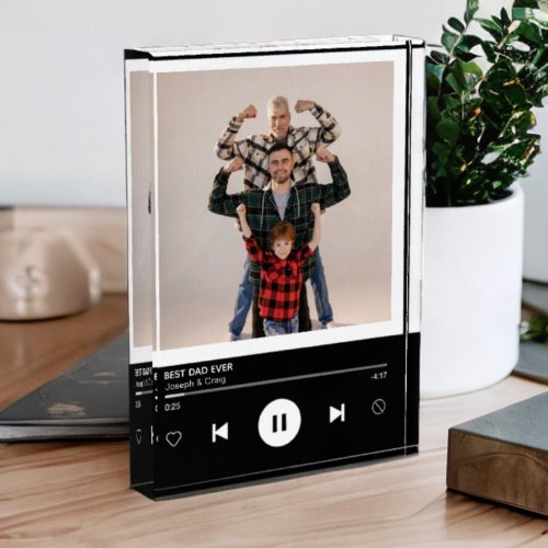 Best Dad Ever Music Player Keepsake Photo Block