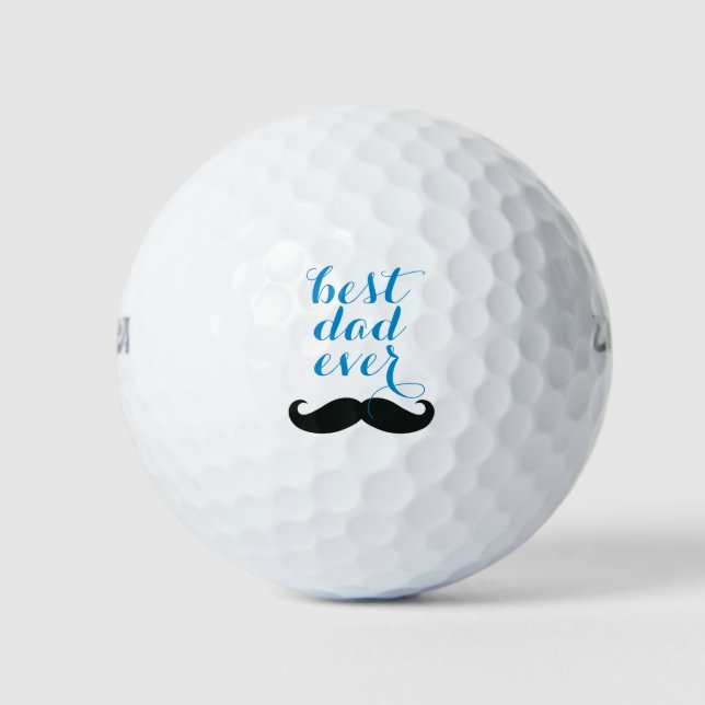 Best Dad Ever Mustache Custom Happy Father's Day Golf Balls (Front)