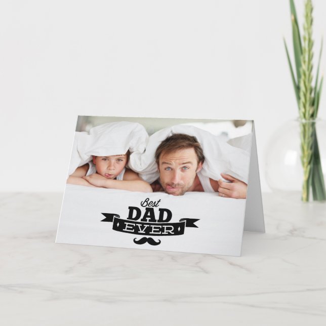Best Dad Ever Mustache Father's Day Photo Card (Front)