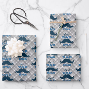 Best Dad Ever Mustache Father's Day Wrapping Paper Sheets