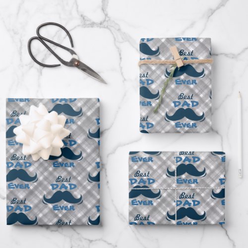 Best Dad Ever Mustache Fathers Day Wrapping Paper Sheets