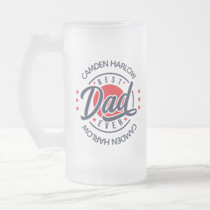 Best Dad Ever Name Frosted Glass Beer Mug