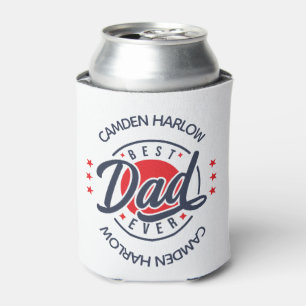 Best Dad Ever Name Red White Blue Can Cooler