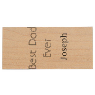 Best dad ever name simple minimal father's dayname wood flash drive