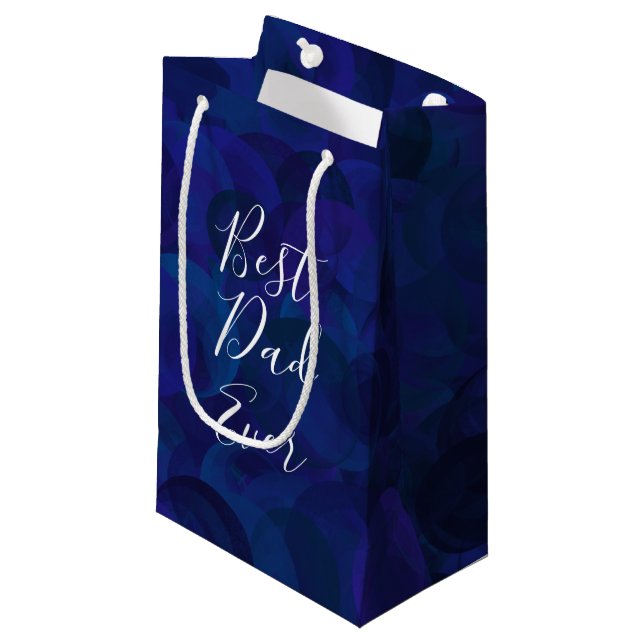 Best Dad Ever Navy Unique Father's Day Small Gift Bag (Front Angled)