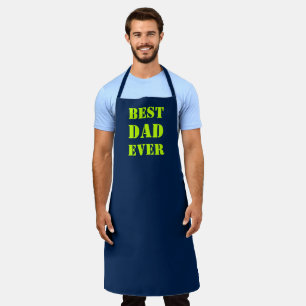 Best Dad Ever neon green navy blue Modern grill Apron