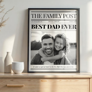 Best Dad Ever Newspaper Custom Photo Poster