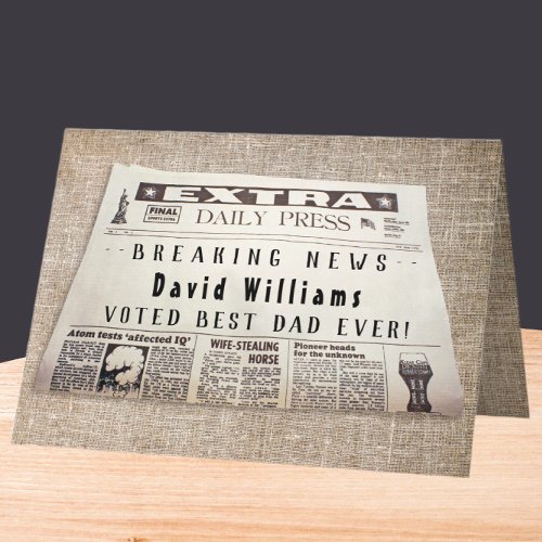 Best Dad Ever Newspaper Headline Fathers Day Card