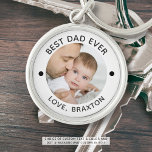 BEST DAD EVER One Photo Personalized Custom Keychain<br><div class="desc">Easily create a personalized photo keychain for a special father with the editable title BEST DAD EVER and your custom text in your choice of colors. Makes a keepsake gift for his birthday, Father's Day or for a holiday. ASSISTANCE: For help with design modification or personalization, color change or transferring...</div>