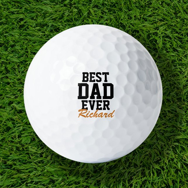 Best Dad Ever Orange Monogrammed Father's Day Golf Balls (Creator Uploaded)