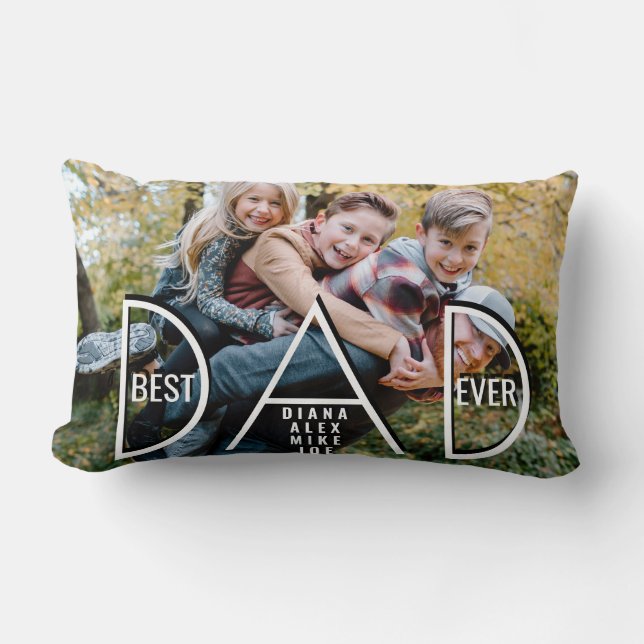 Best Dad Ever, Our Super Dad Father's Day Photo Lumbar Pillow (Front)