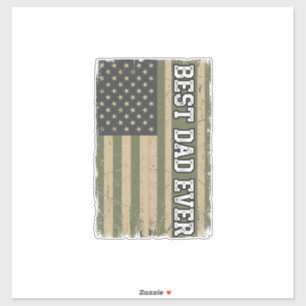Best Dad Ever Patriotic Flag Vintage Father Shirt_ Sticker
