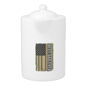 Best Dad Ever Patriotic Flag Vintage Father Shirt_ Teapot