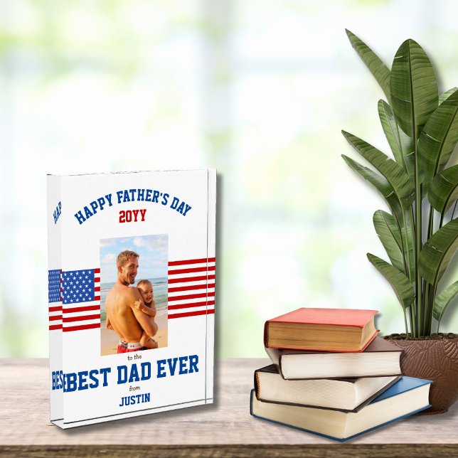 Best Dad Ever Patriotic Red White Blue Photo Block (Creator Uploaded)