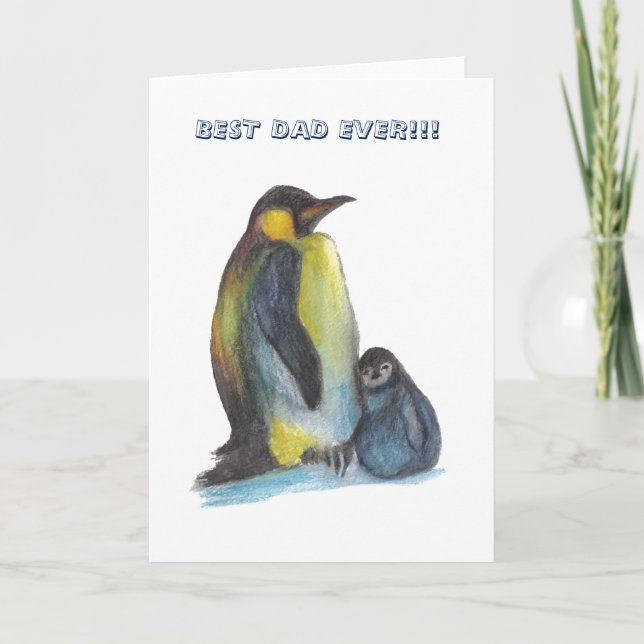 Best Dad Ever Penguins watercolor Greeting Card (Front)